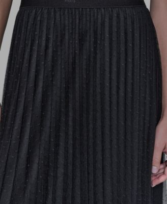 Women's Long Mesh Pleated Midi Skirt