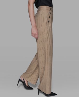Women's Mid Rise Striped Straight Leg Pants