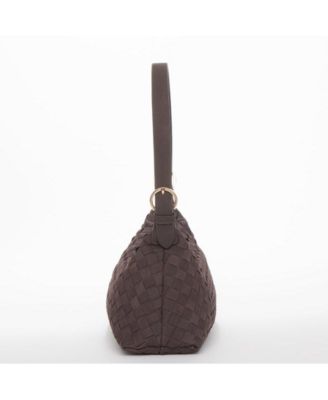 Woven Suede Baguette Bag with Crossbody Strap