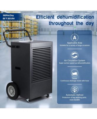 Commercial Dehumidifier 190 Pint,with Drain Pump and Hose,for Basement,Factory,Shopping Malls,Continuous Drainage,Automatic Defrost
