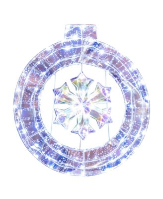 33" Lighted Ornament Pre-Lit Christmas Wreath with 128 Cold White LED Lights