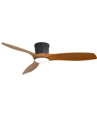 52-inch Modern Minimalist Black 3-Blade Flush Mount with Remote Control,Supporting Mobile Device Connection and Voice Function