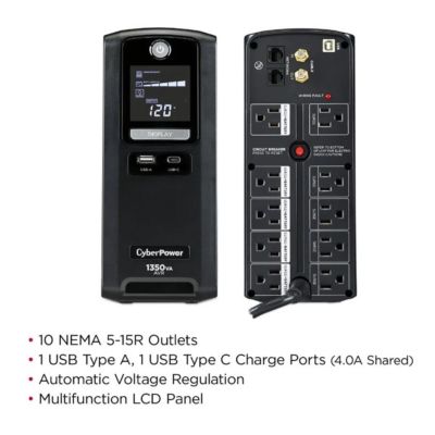 CST135UC 1350VA/810W Simulated Sinewave LCD Battery Backup UPS System, Black