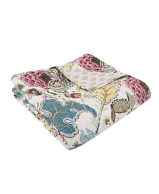 Angelica Spring Jacobean Floral Quilted Throw, 50" x 60"
