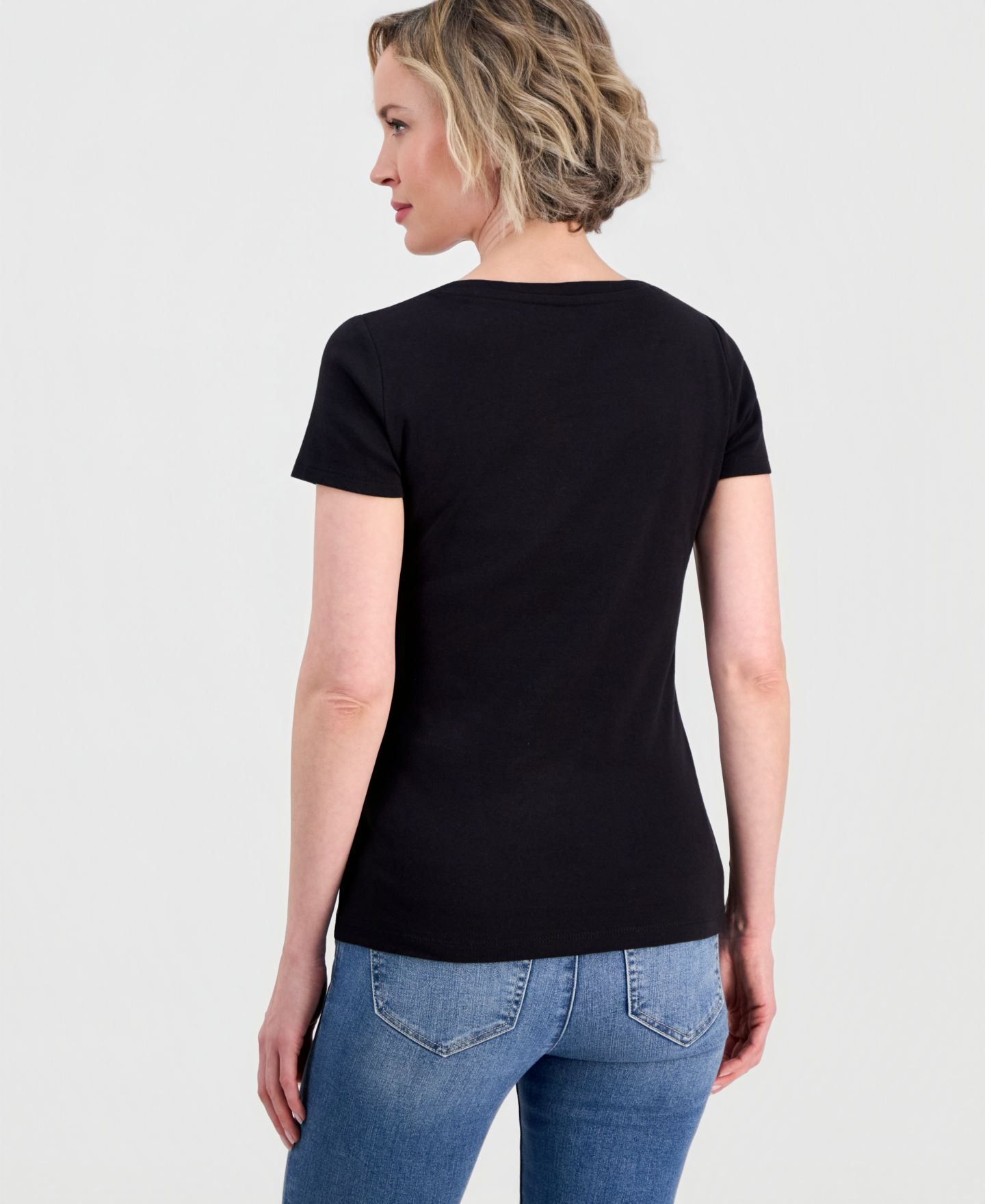 Женская футболка Nautica Cotton Short-Sleeve Scoop-Neck, цвет: Чёрный — фото 4