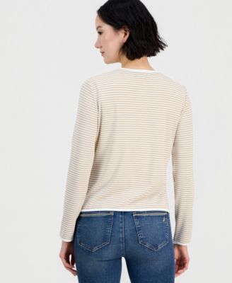 Women's Long-Sleeve Striped Cardigan Top