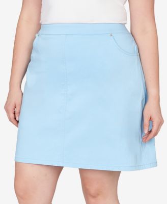 Plus Size Solid Tech Stretch Pull On Skirt