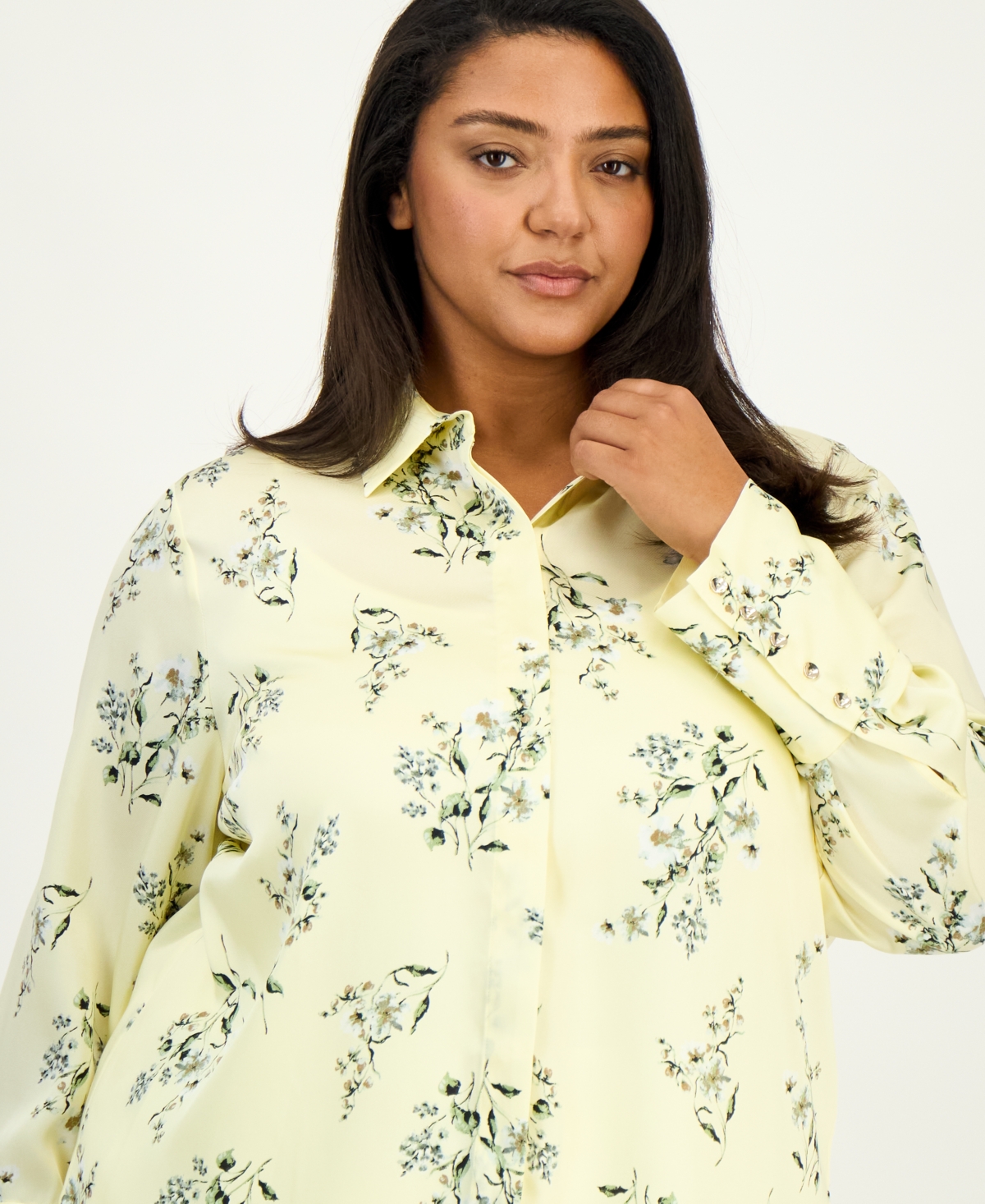 Anne Klein Plus Printed Button-Front Shirt