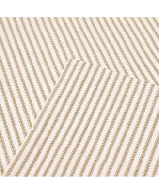 Plaza Classic Ticking Stripe Printed 1.5" Rod Pocket Tailored Tiers 56" x 36" Tan