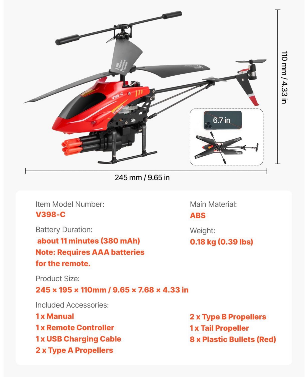 Mecale Rc Helicopter, 2.4GHz Flying 3.5-Channel with Shooting Mode, Altitude Hold, Led Lights, Toy for Kids 14