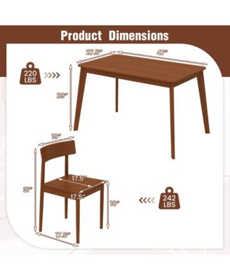5-Piece Rubber Wood Rectangular  Dining Table Set