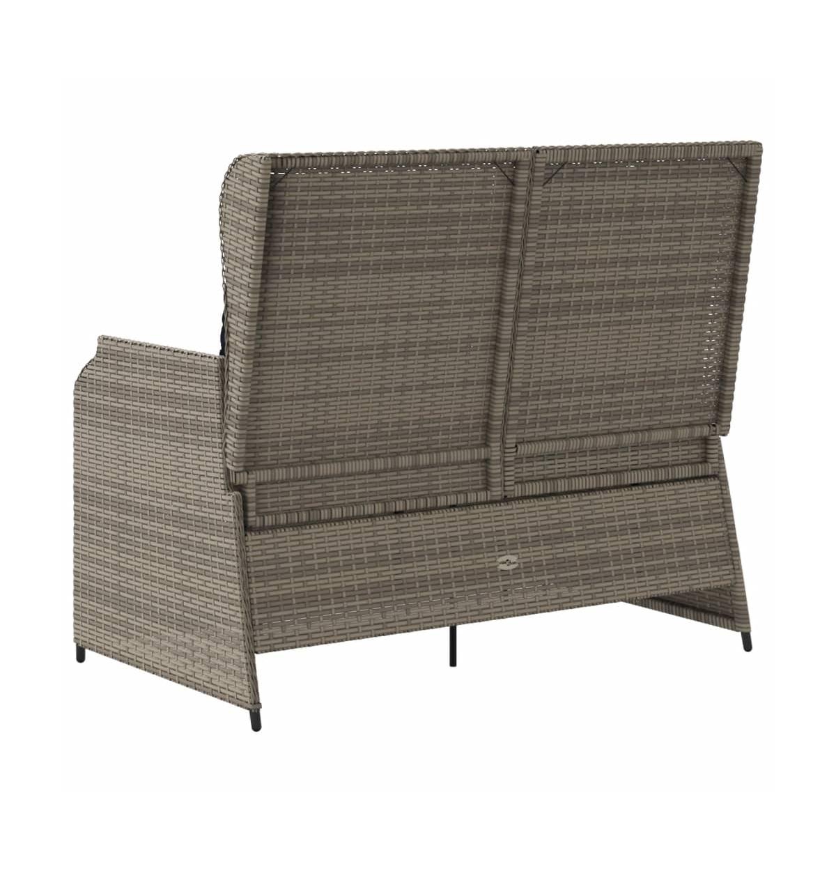 vidaXL Reclining Patio Bench Grey Pe rattan Standard outdoor bench size