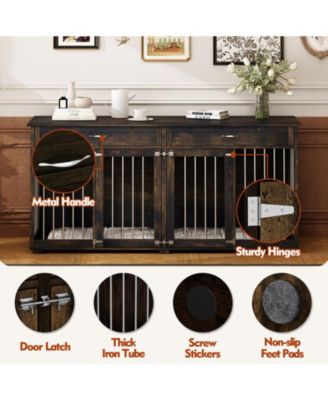 Furniture Style Dog Crates Large Wooden Pet Kennels with 2 Drawers
