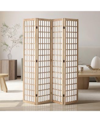 4-Panel Folding Japanese Room Divider for Indoor Privacy
