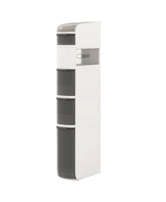 6-Tier Narrow Bathroom Storage Cabinet with Drawers Tissue Box Wheels for Kitchen