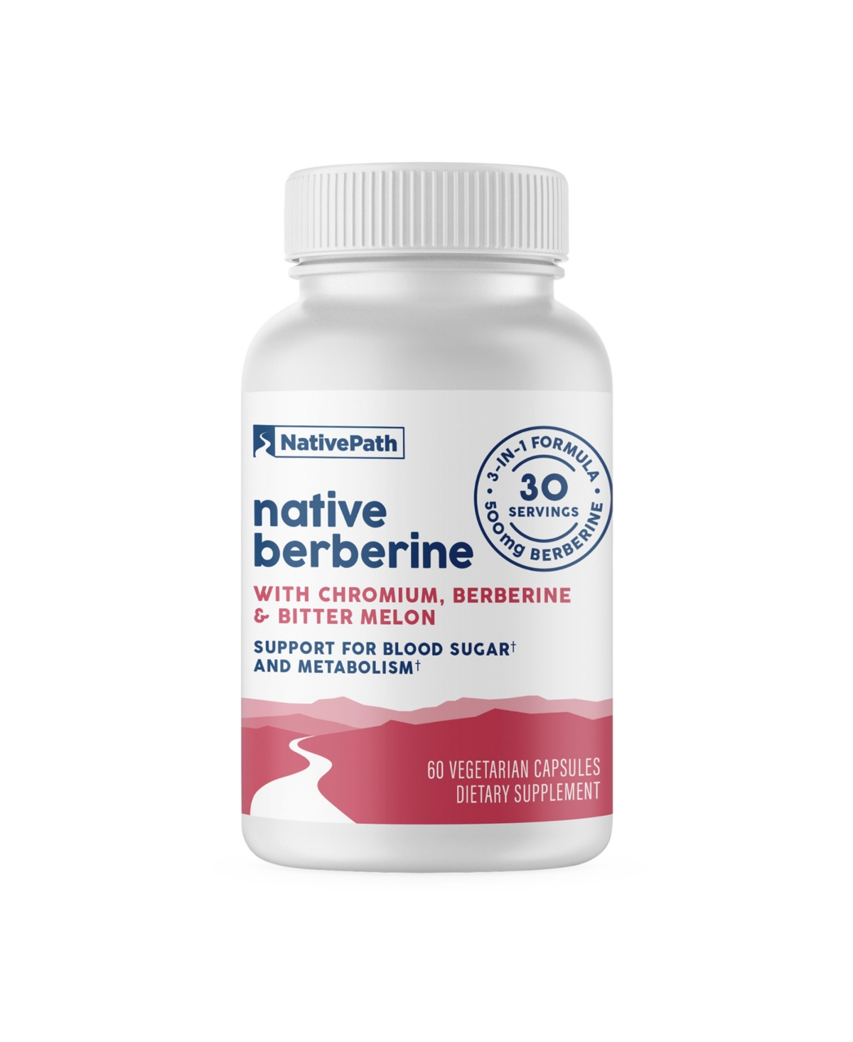 NativePath Native Berberine HCl 3-in-1 Complex with Chromium & Bitter Melon Extract - 500mg Premium Metabolic Support - 60 Capsules