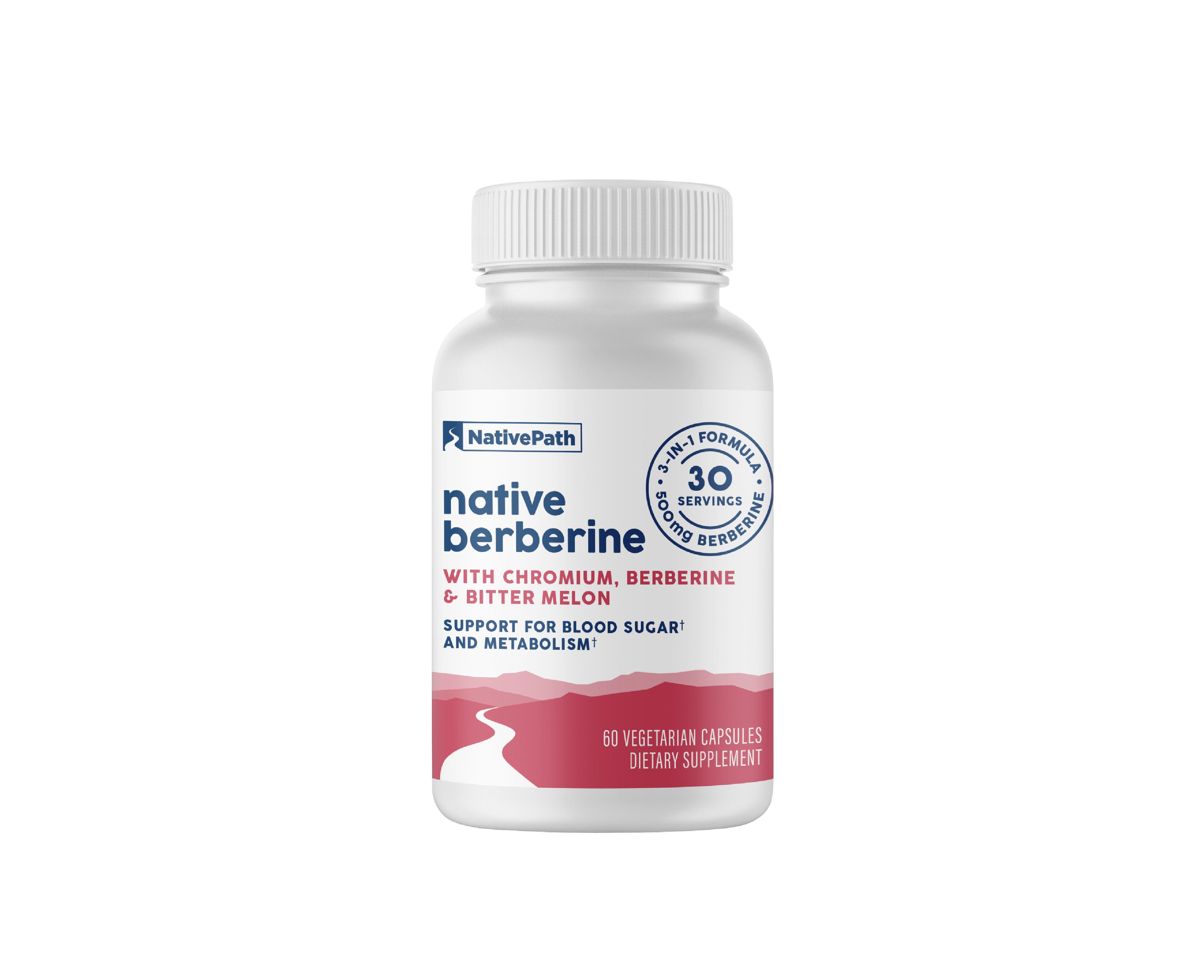 NativePath Native Berberine HCl 3-in-1 Complex with Chromium & Bitter Melon Extract - 500mg Premium Metabolic Support - 60 Capsules