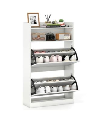 Shoe Storage Cabinet with 2 Flip Drawers, Adjustable Removable Shelves for Entryway