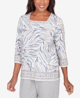 Women's Comfort & Joy Square Neck Animal Print Border Top