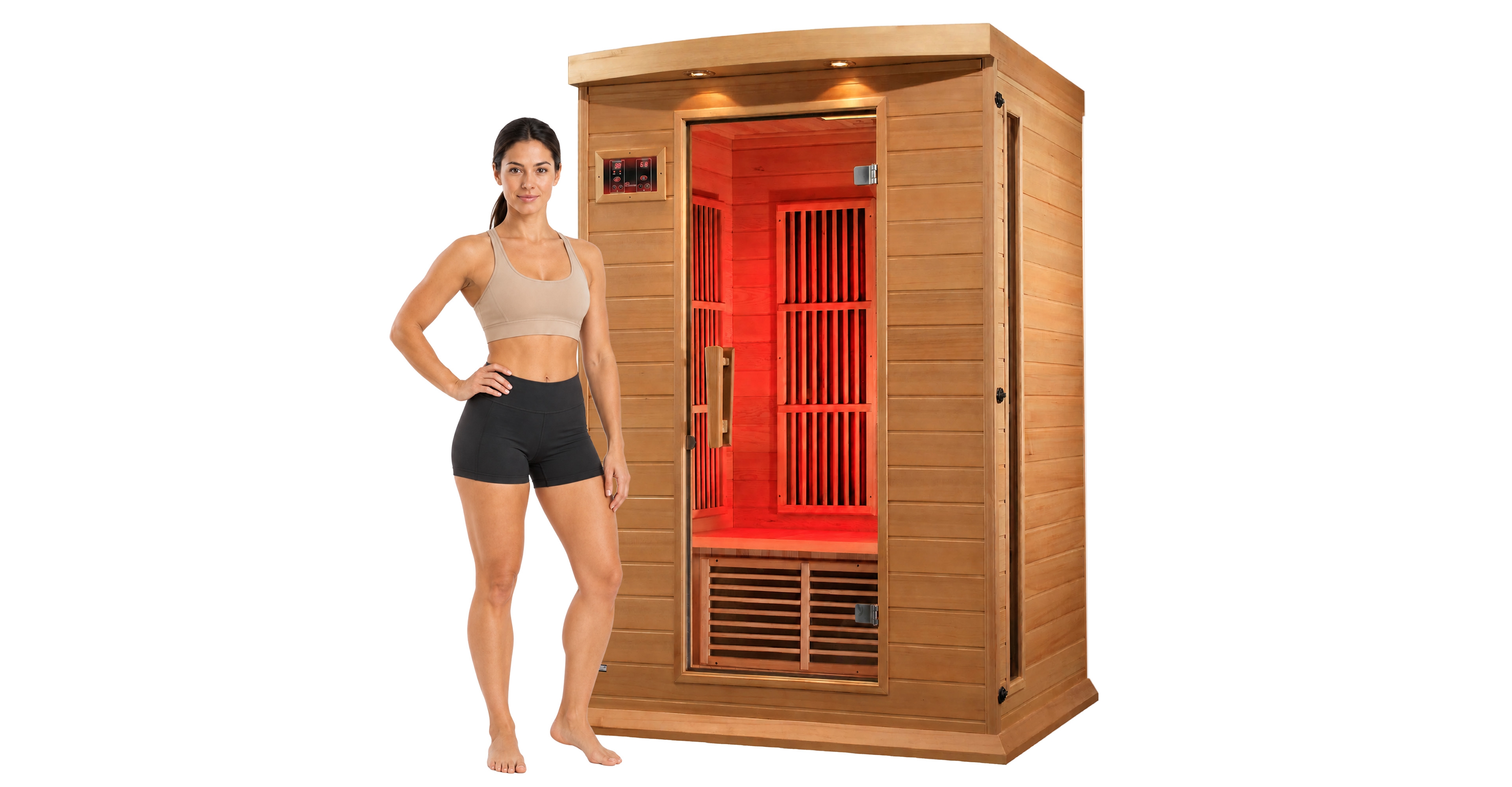 Dynamic Saunas Toulouse 2 Person Infrared Sauna w/Speakers, Canadian Hemlock
