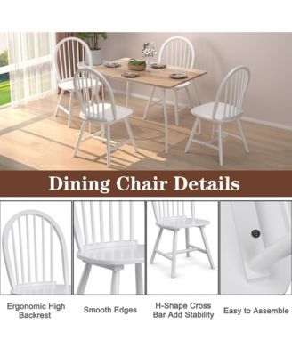 Set of 4 Vintage Windsor Dining Side Chair Wood Spindleback Kitchen Room