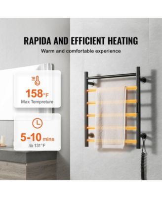 6-Bar Wall Mounted Heated Bathroom Rack Towel Warmer Rack