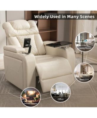 270 Degree Swivel Home Theater Recliner with Tray Table Phone Holder Cup Holder and USB Port