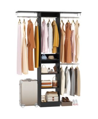 4FT Small Closet Organizer with 4 Rods and 3 Shelves, 48'' Closet System for Small Space