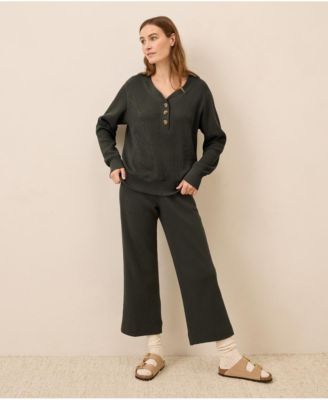 Women's Thermal Waffle Wide Leg Pant