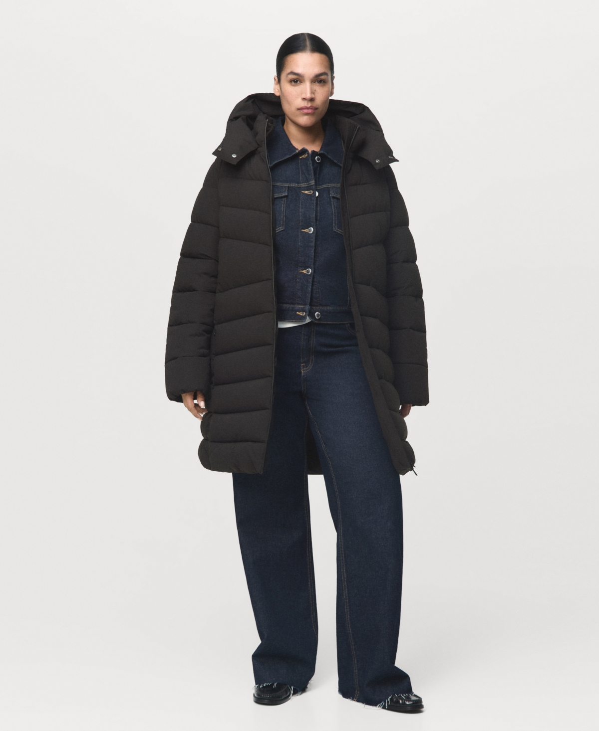 Mango Women's Hood Midi Quilted Anorak