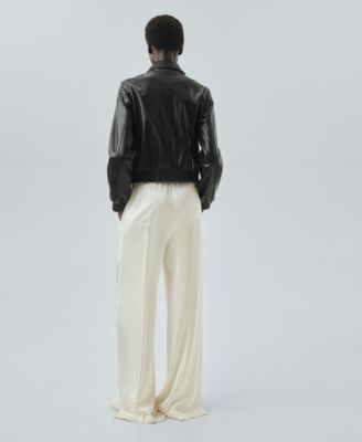 Women's Leather Bomber Jacket