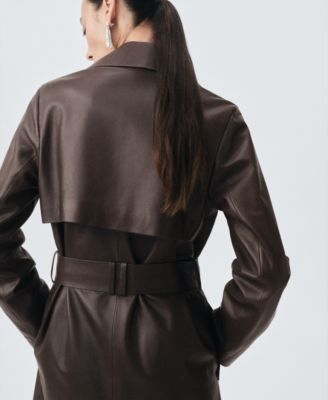 Women's Leather Belt Trench Coat
