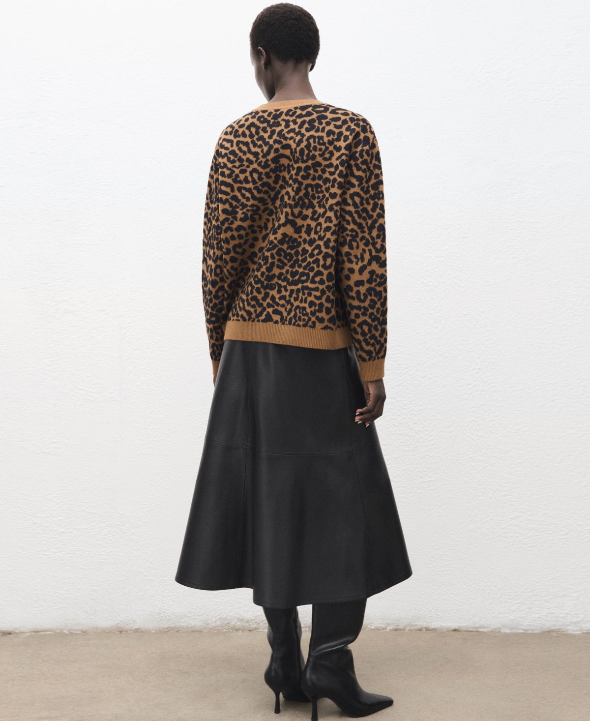 Mango Women's Leopard-Print Knitted Sweater