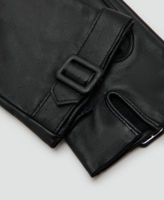 Women's Buckle Leather Gloves