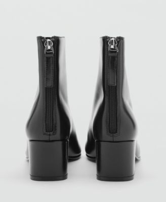 Women's Block Heel Leather Ankle Boots