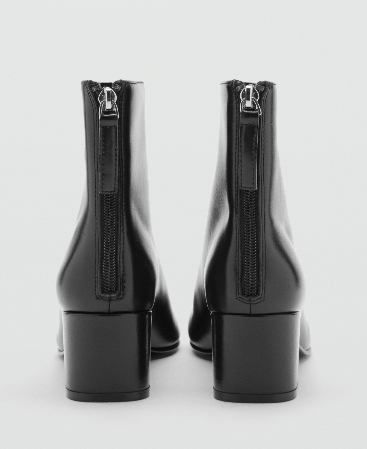 Mango Women's Block Heel Leather Ankle Boots