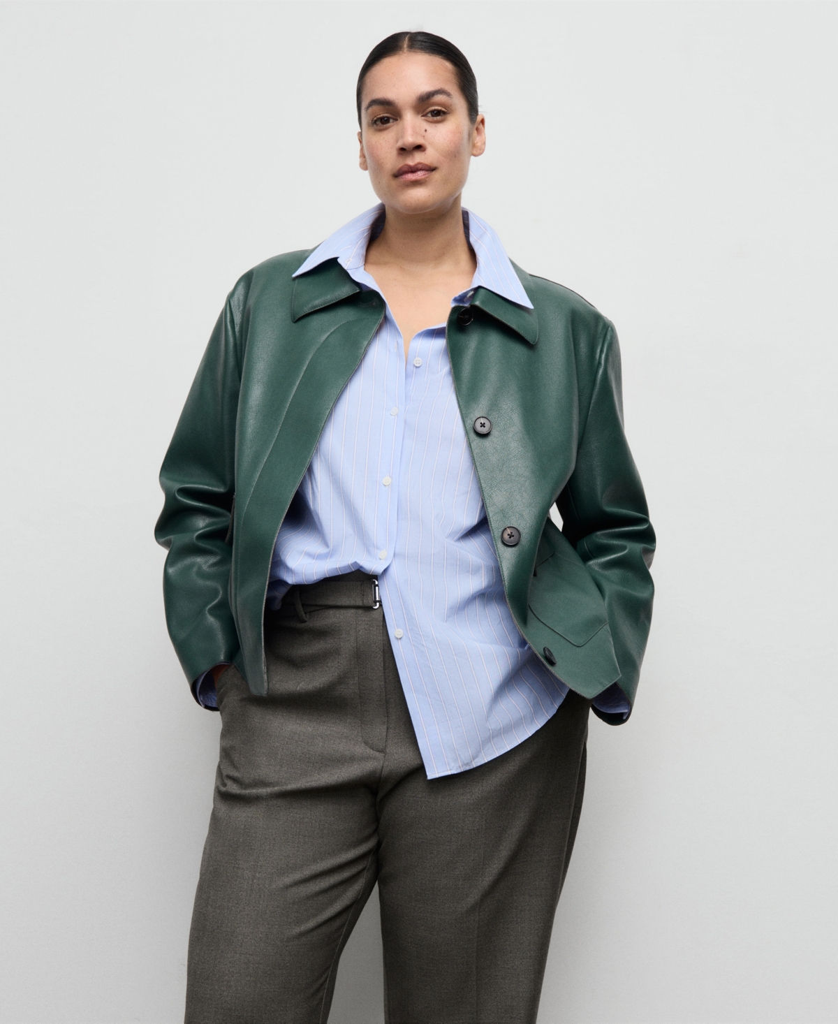 Mango Women's Belt Straight-fit Pants In Green