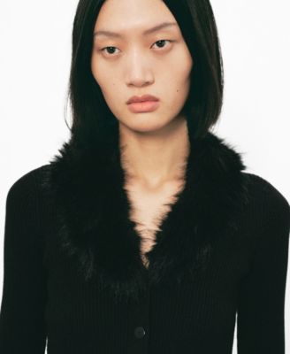 Women's Fur-Effect Collar Cardigan