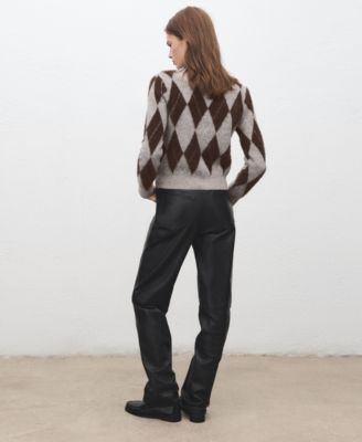 Women's Diamond-Patterned Knitted Sweater