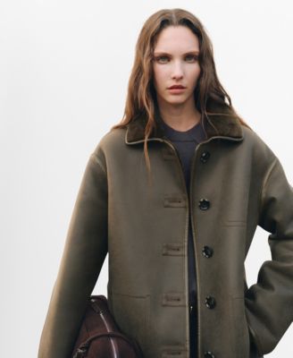 Women's Faux-Shearling Leather-Effect Coat