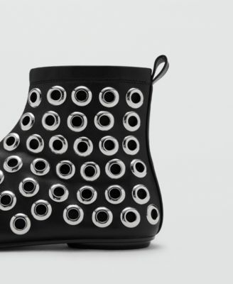 Women's Eyelets Leather-Effect Ankle Boots