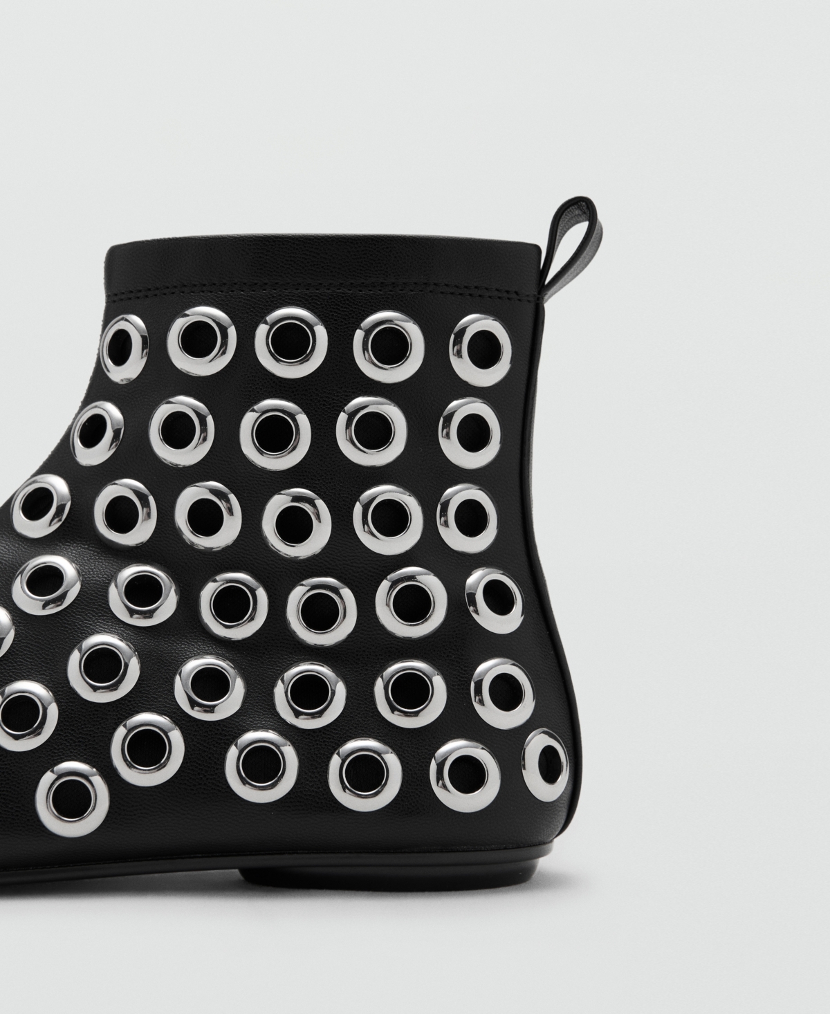 Mango Leather-effect Ankle Boots With Eyelets Black