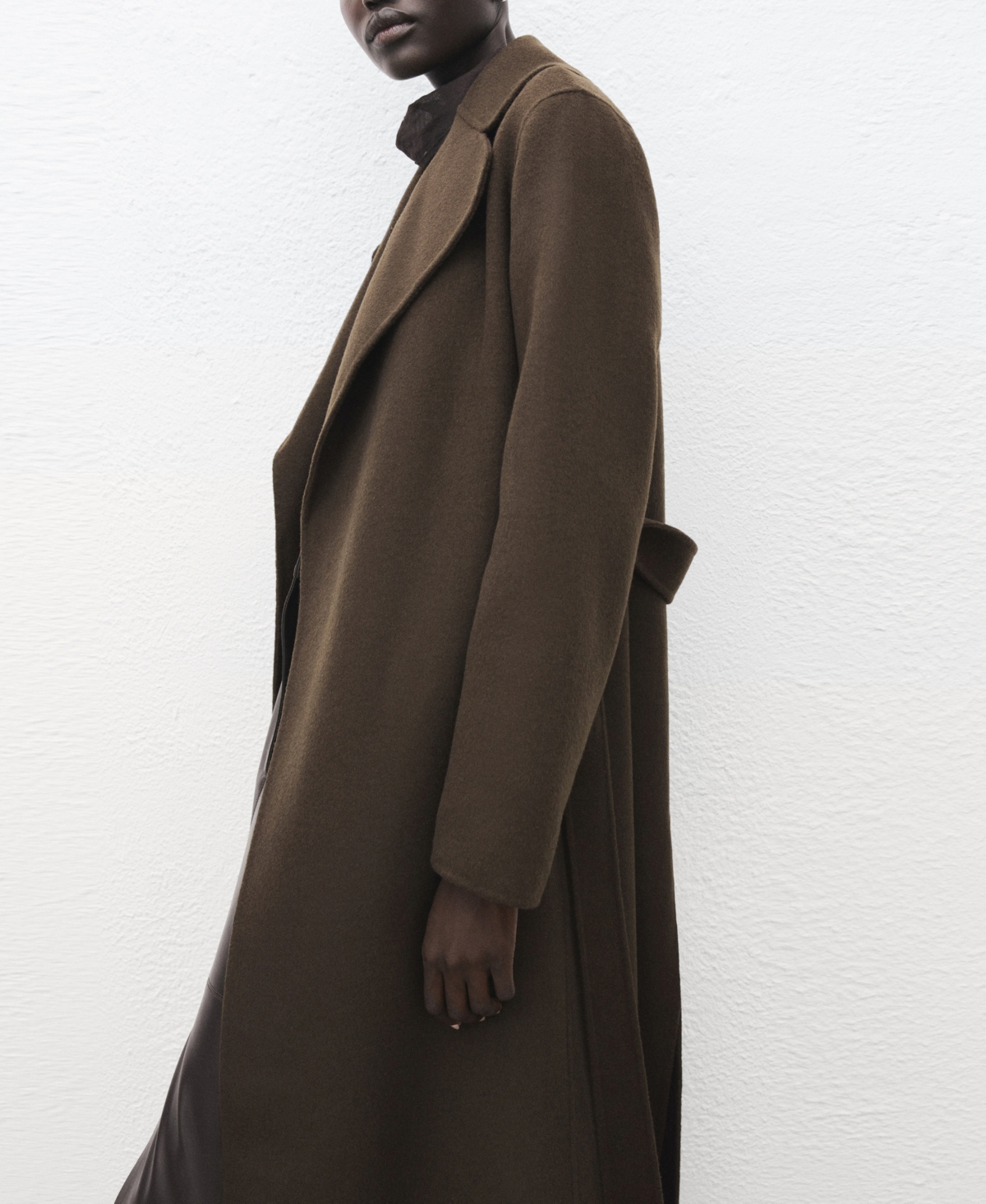 Mango Women's Belt Handmade Wool Coat In Brown