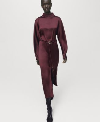 Women's Belt Satin Dress