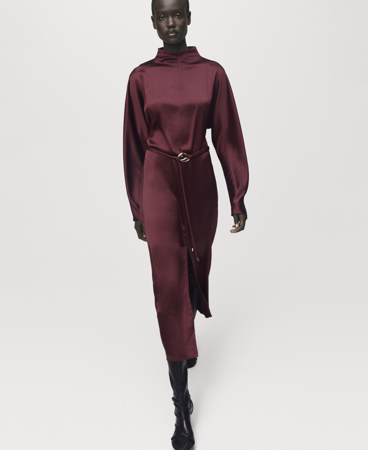 Mango Women's Belt Satin Dress