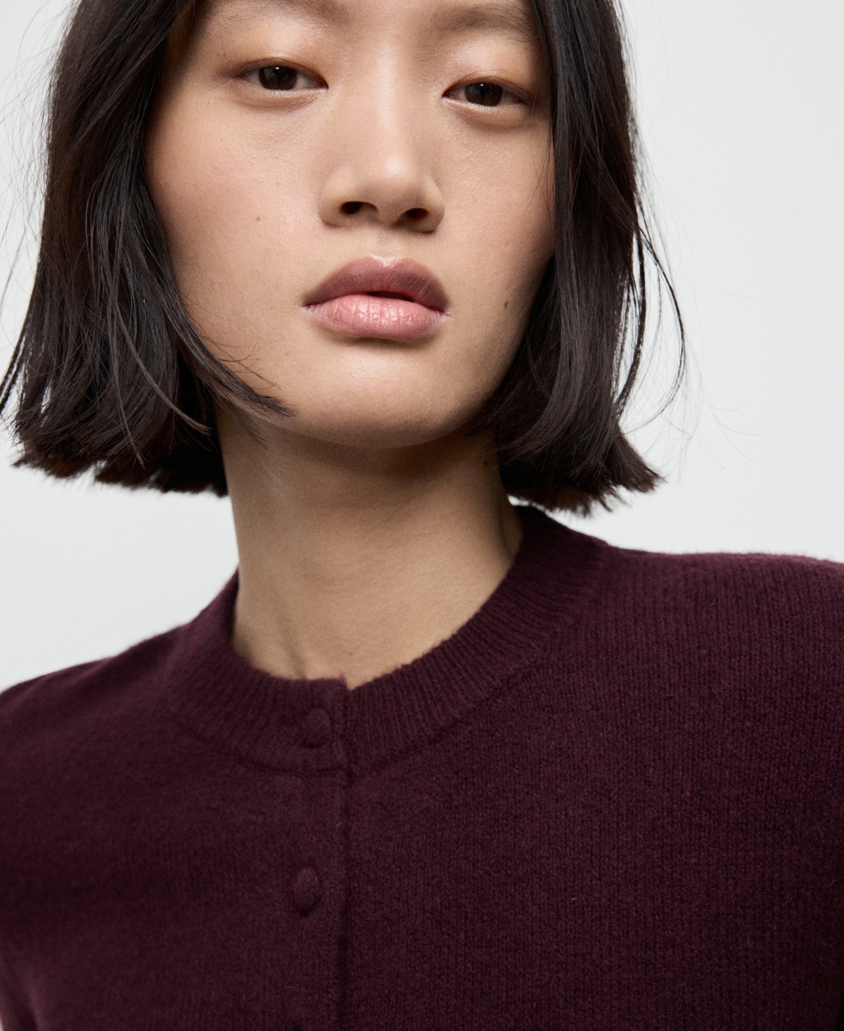 Mango Women's Ruffle Knit Cardigan In Burgundy