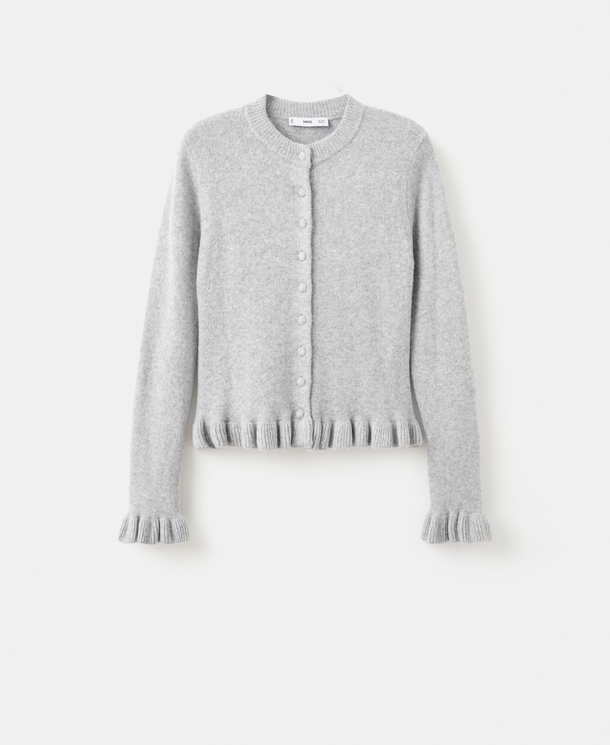 Mango Women's Ruffle Knit Cardigan In Gray