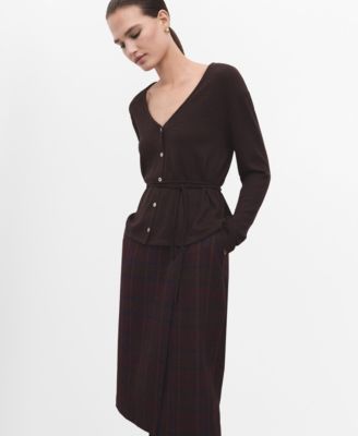 MANGO - Women's Bow Knitted Cardigan