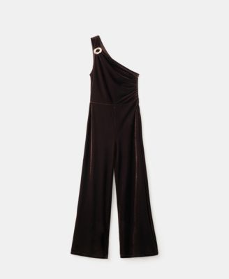 Women's Metallic Detail Velvet Jumpsuit