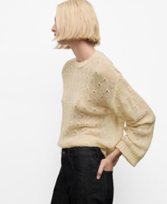 MANGO - Women's Lace Pattern Knit Sweater